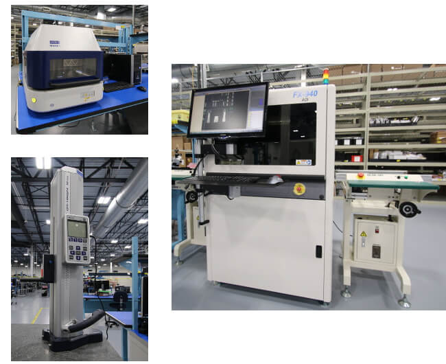 XRF Machine, Height Gauge, and AOI Machine Photos